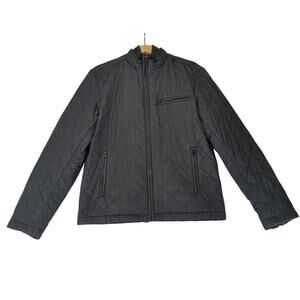 French Connection Quilted Bomber Jacket Black Men's Medium Nylon 55xi4 Puffer‎